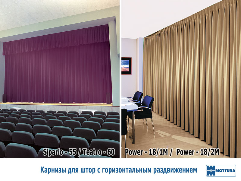 Карнизы для штор Mottura с горизонтальным раздвижением. Фотография #4